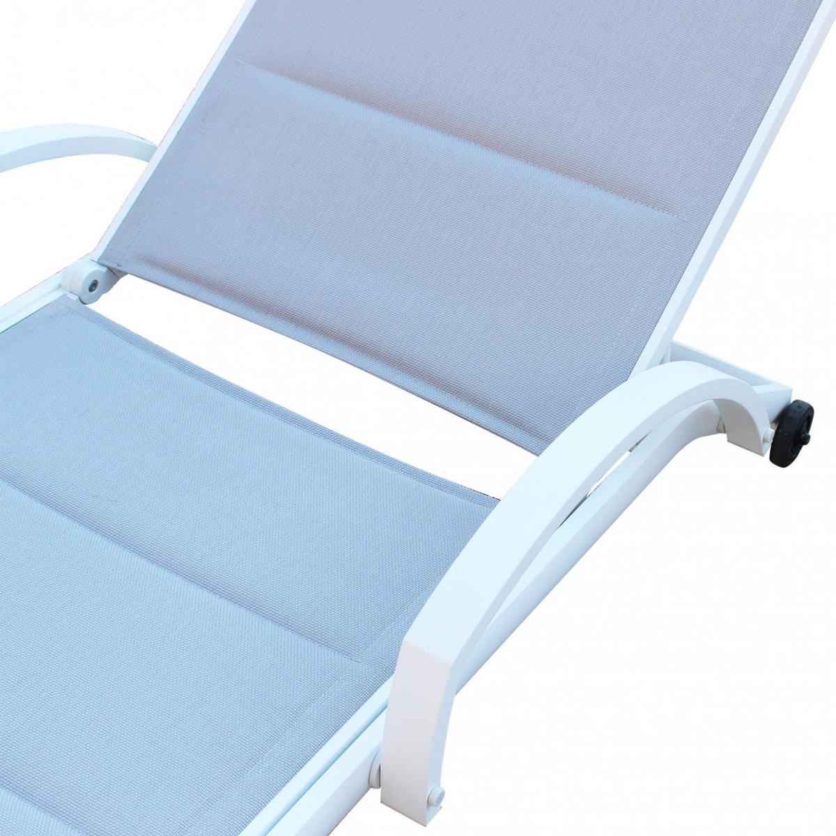Malaga white stackable garden sun lounger with wheels — 3