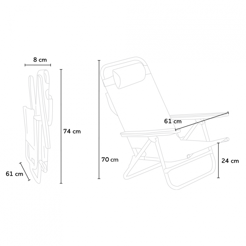 Folding Reclining Aluminium Beach Chair Gargano — 6
