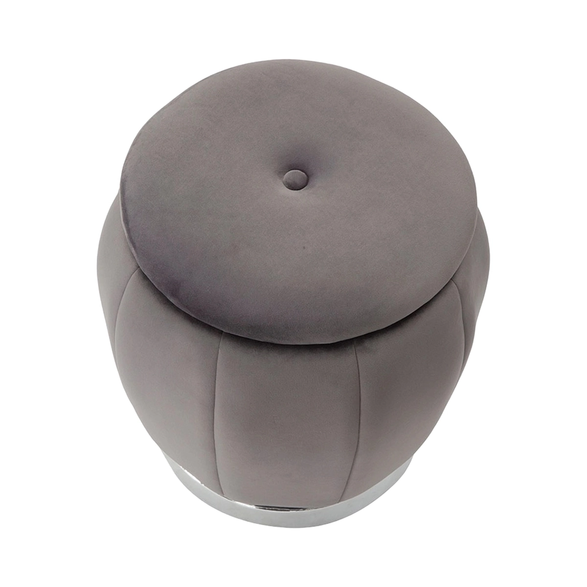 Round velvet storage ottoman 43cm with metal base Paris — 5