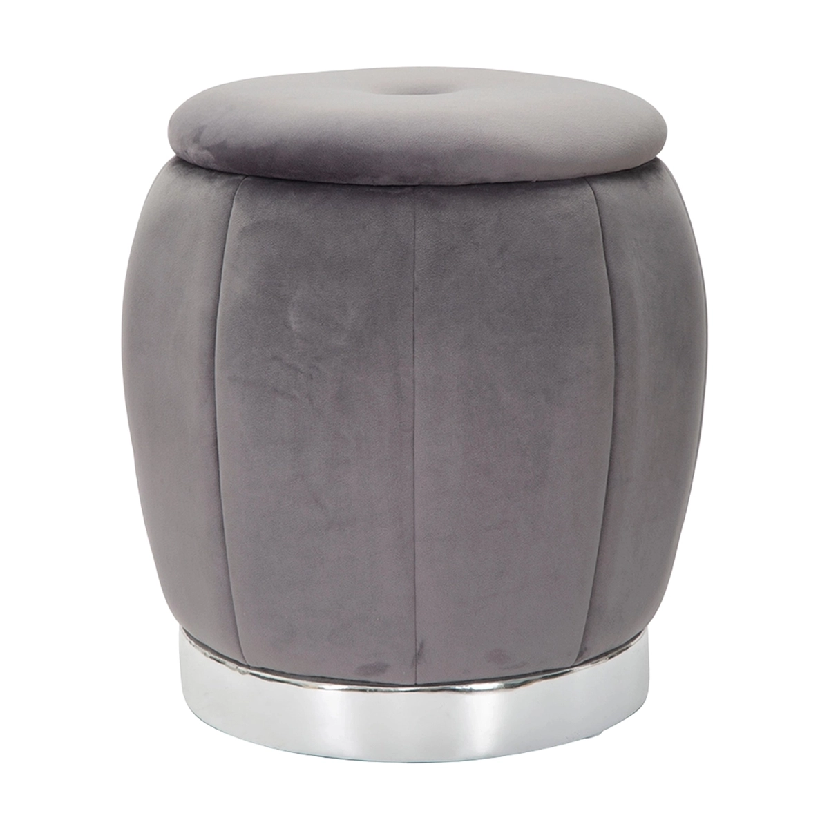 Round velvet storage ottoman 43cm with metal base Paris — 3
