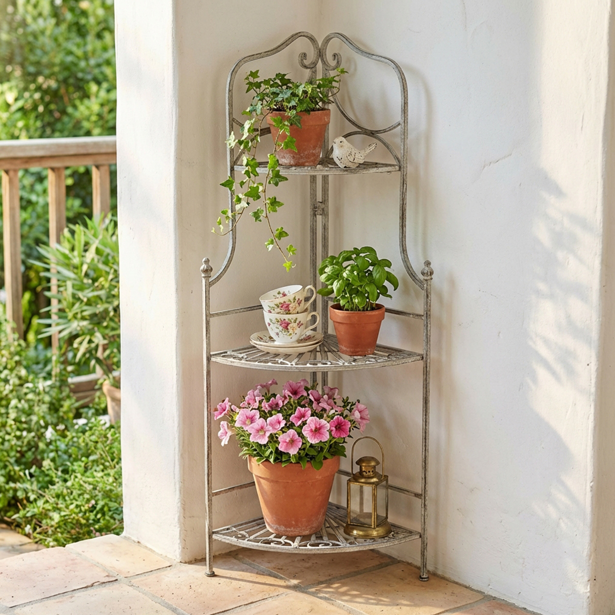 Rosalie 3-Tier Corner Metal Plant Stand Shelving Cosma — 2