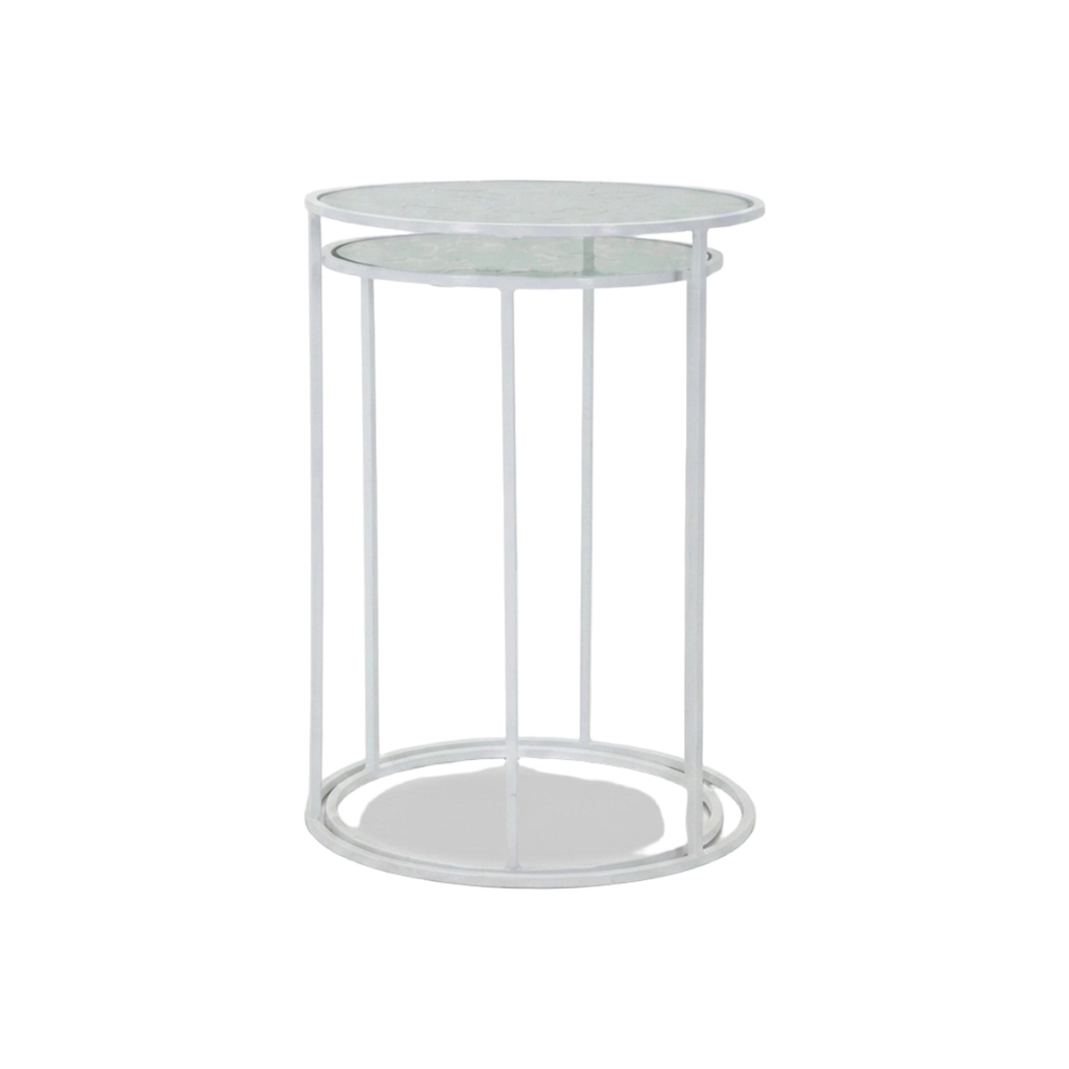 Set of 2 Round Metal and Glass Coffee Tables Harts — 6