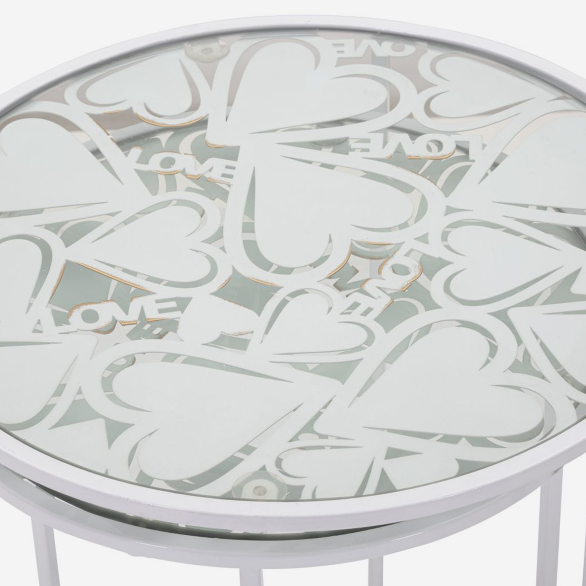 Set of 2 Round Metal and Glass Coffee Tables Harts — 3
