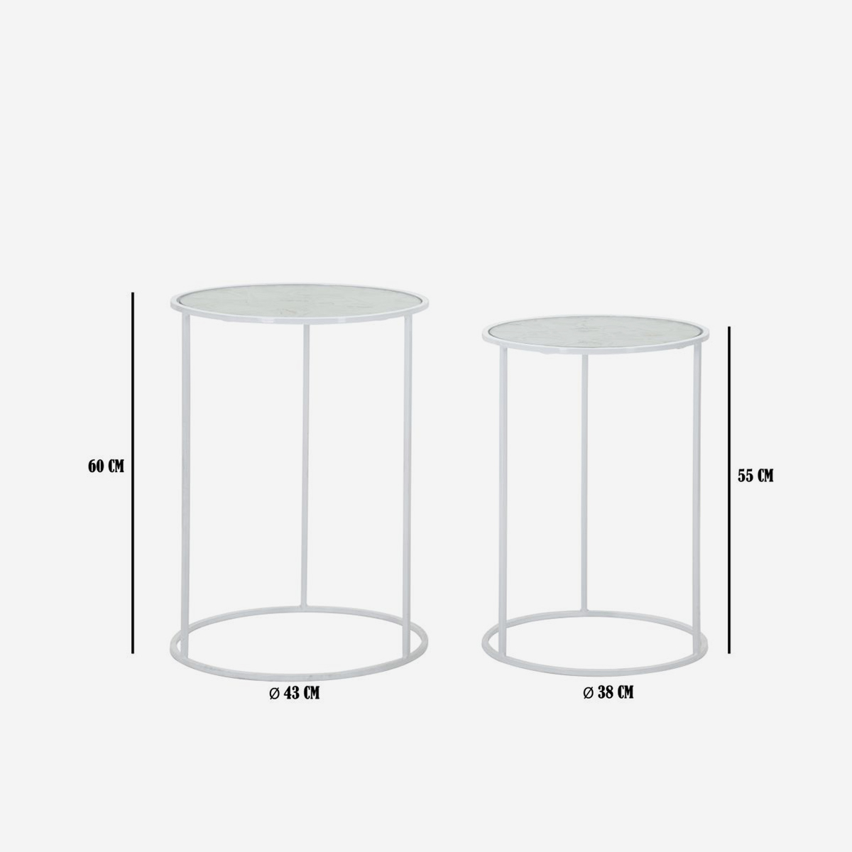 Set of 2 Round Metal and Glass Coffee Tables Harts — 5