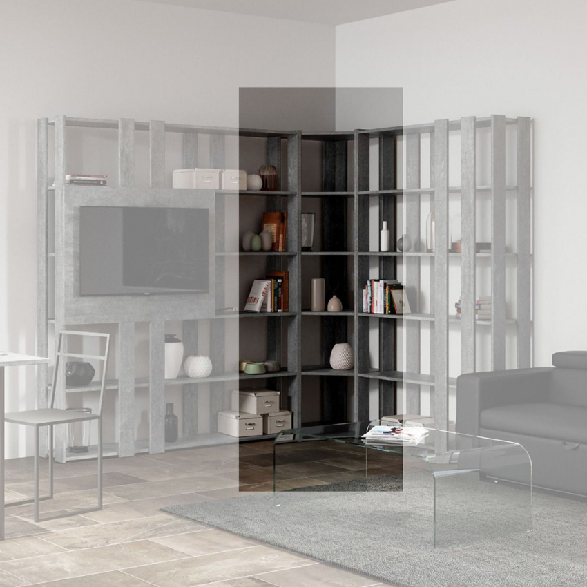Modern Concrete Grey Corner Bookcase Made in Italy Kato Angolo B Concrete — 3
