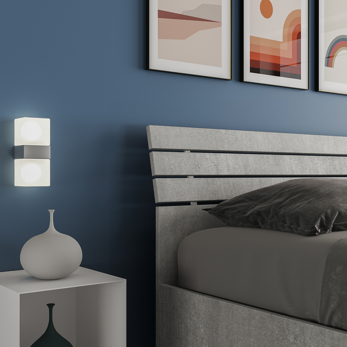 Double bed 160x190 cm concrete grey with slats Ankel I Concrete — 3