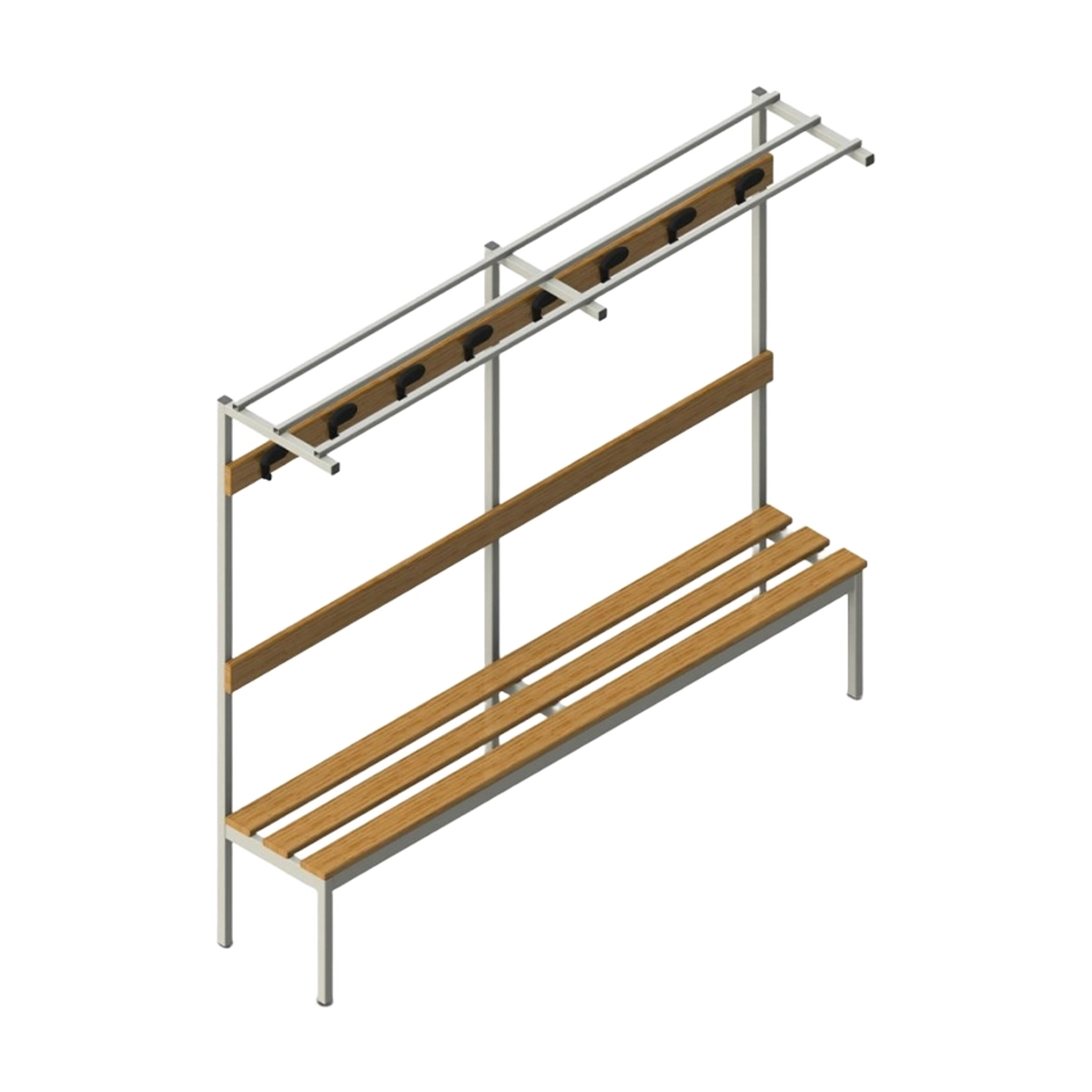 Changing Room Bench with Top Rack and Hooks 200x39x184cm Upper L — 3