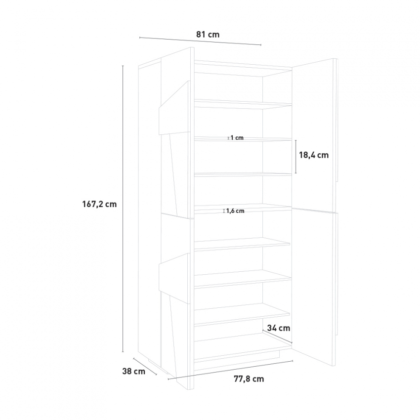 White multipurpose shoe cabinet wardrobe with 4 doors 8 compartments Ping Dress — 5