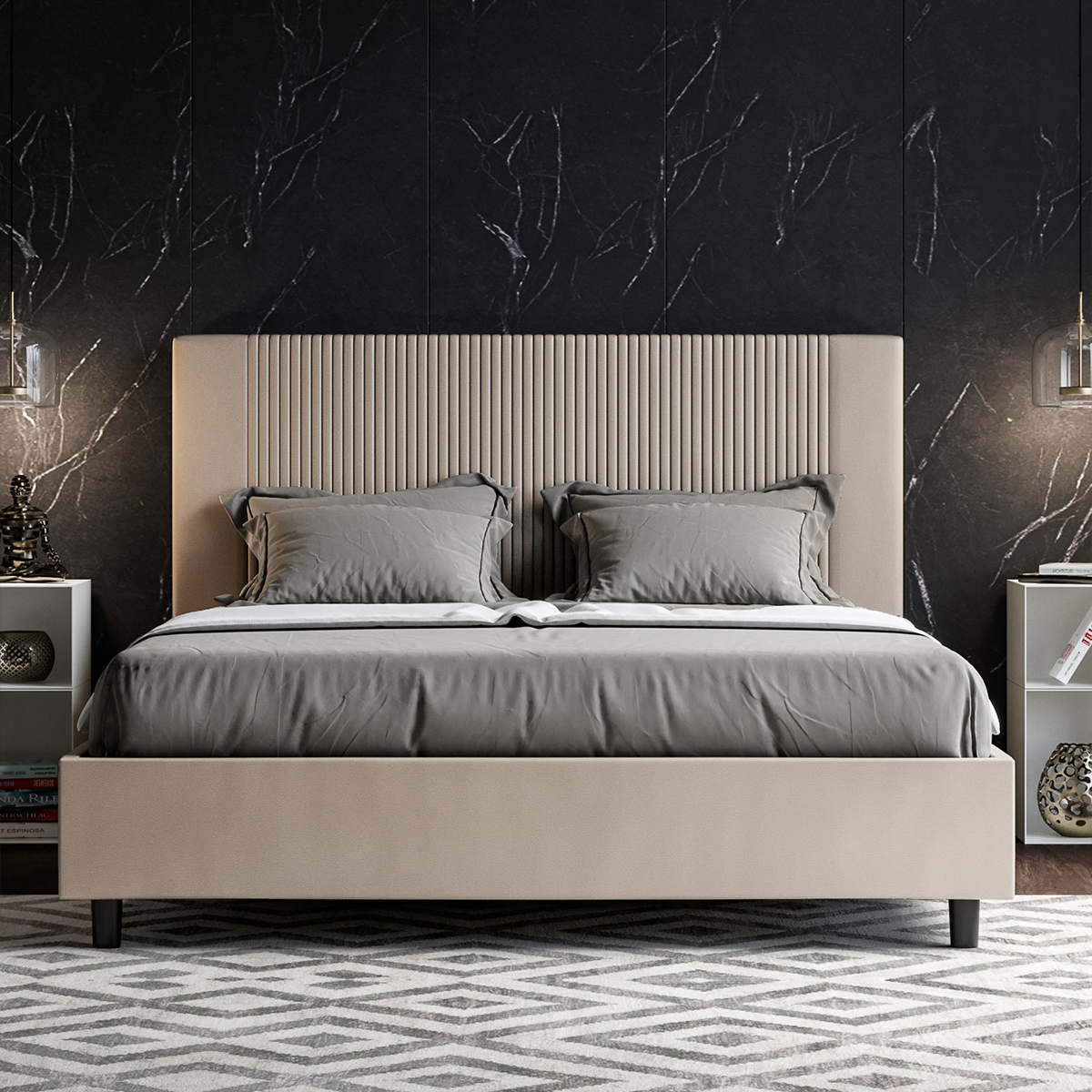 Itamoby Goya 160x200 Faux Leather Double Bed with Storage — 4
