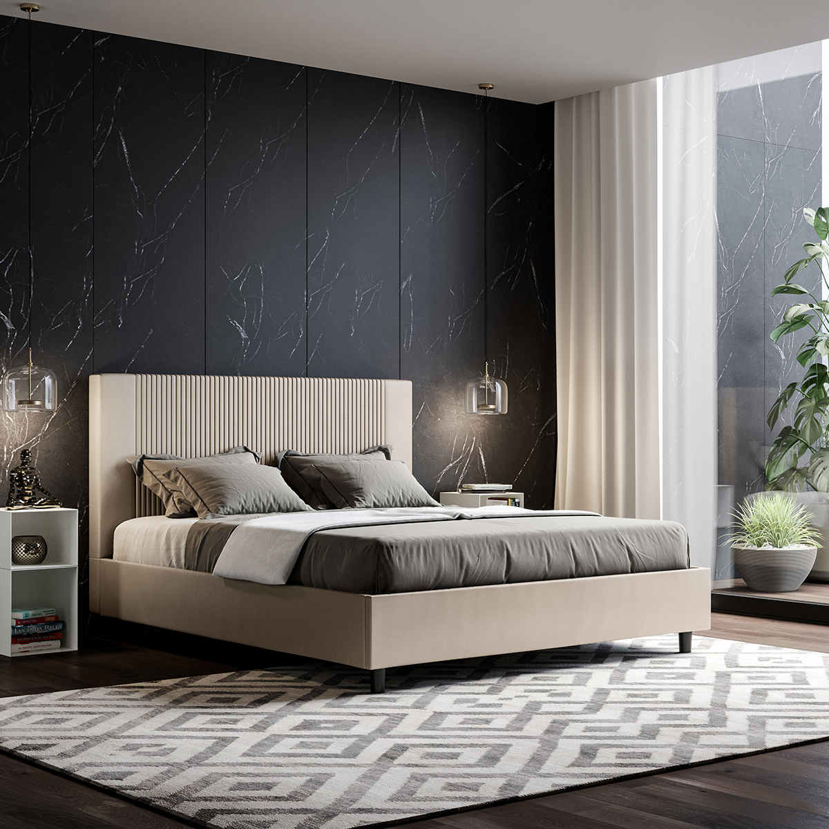Itamoby Goya 160x200 Faux Leather Double Bed with Storage — 2