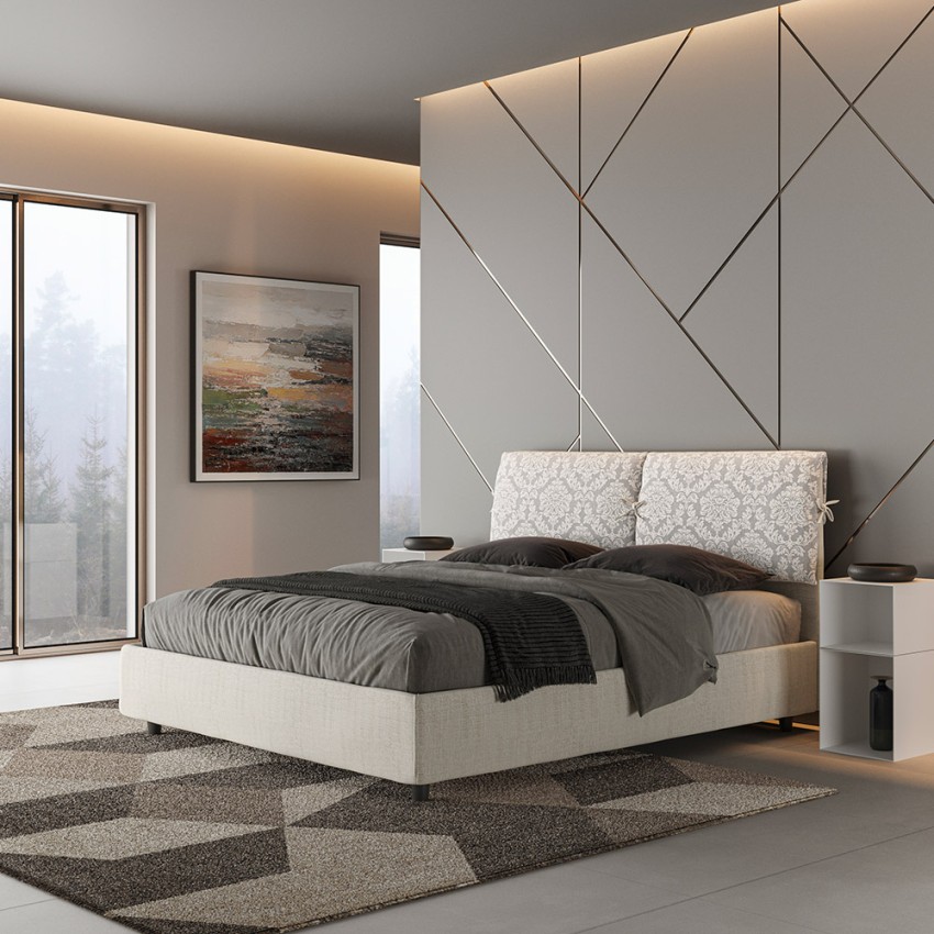 Storage Double Bed 160x190 in Fabric Mados Giada — 2