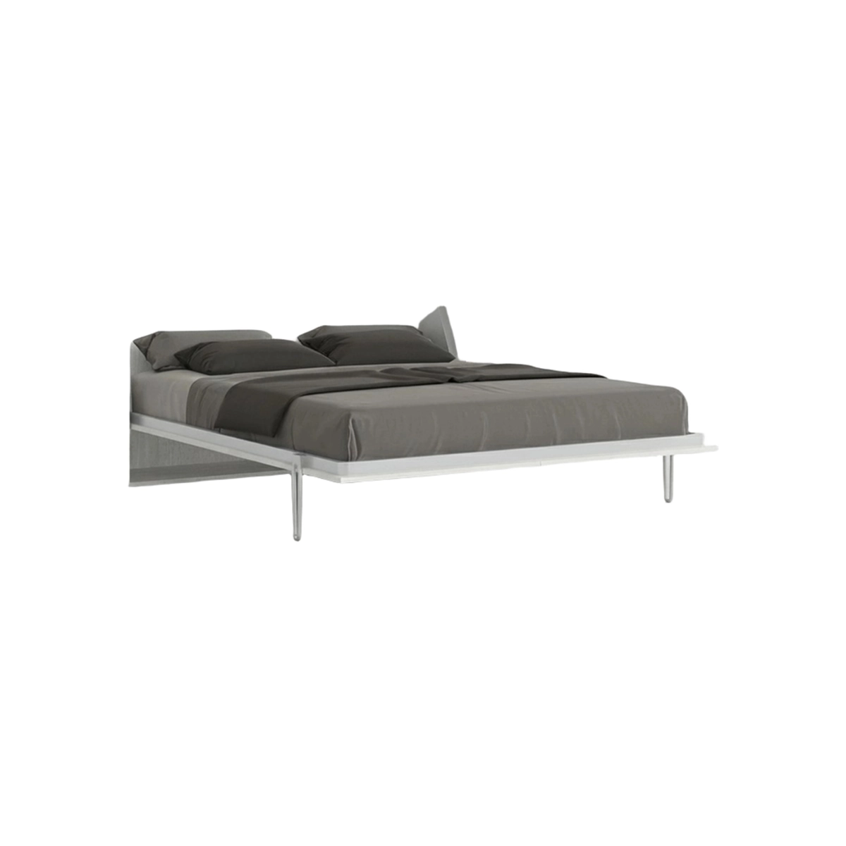 Kentaro Foldaway Double Bed with Top Cabinet Ash White Itamoby — 1