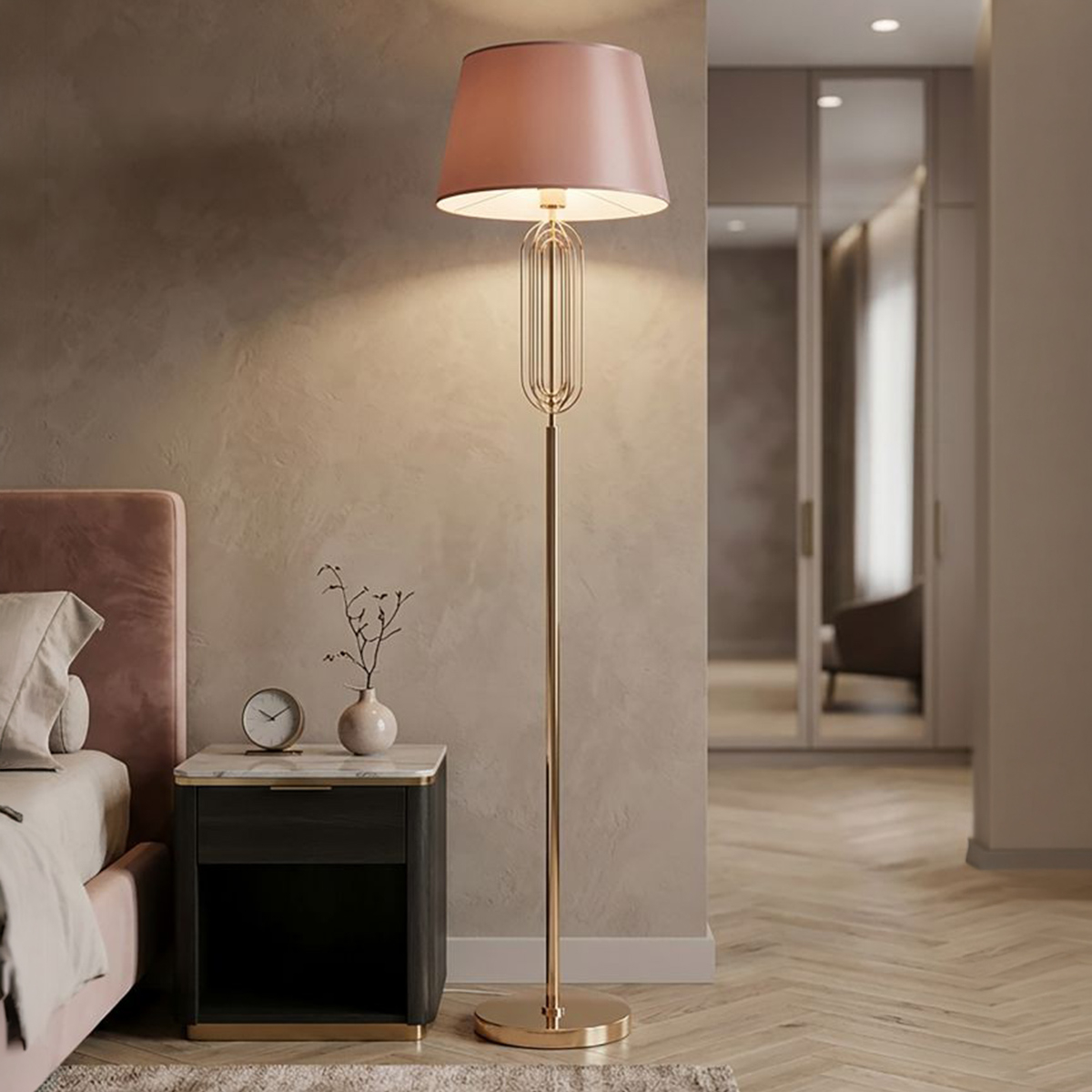 Ovy Glam Metal and Fabric Floor Lamp — 2