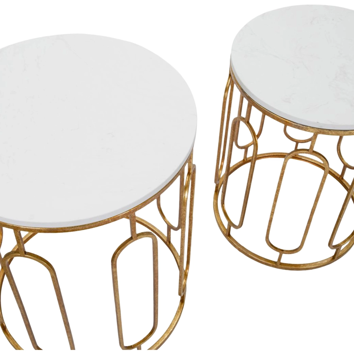 Tory Set of 2 Round Coffee Tables in Metal and Artificial Marble — 5