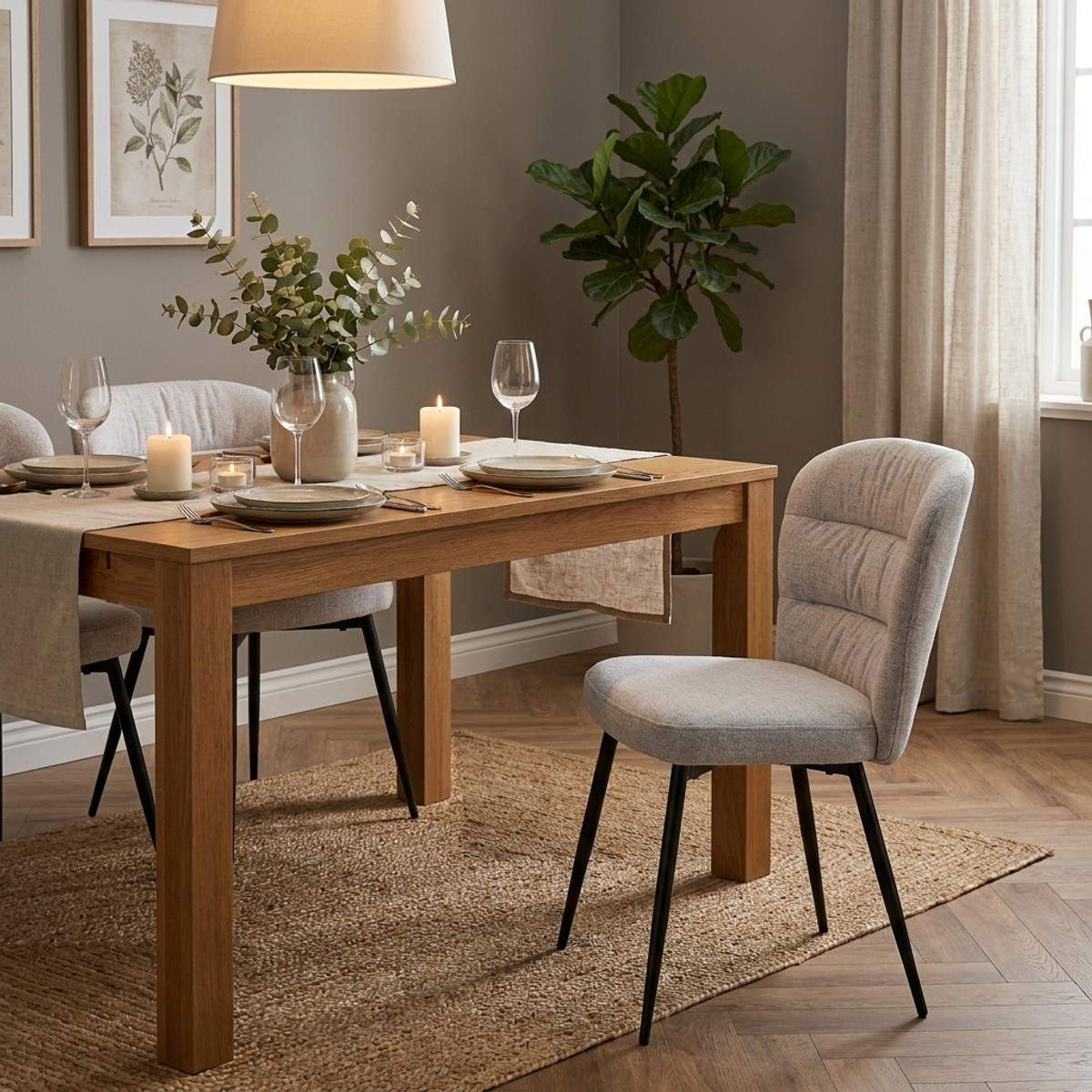Set of 2 Upholstered Dining Chairs in Tessuto Losanna — 2