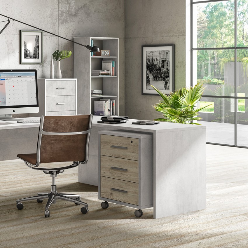 Office Under Desk 3-Drawer Cabinet on Wheels with Lock Sarmog Rot Db733 — 6