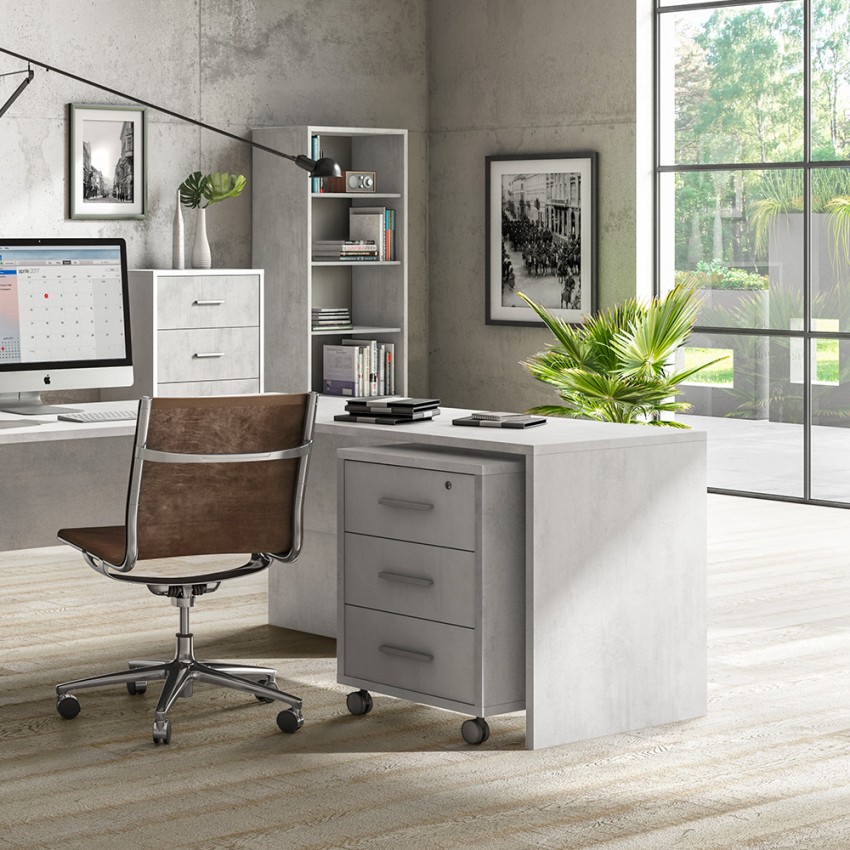 Office Under Desk 3-Drawer Cabinet on Wheels with Lock Sarmog Rot Db733 — 5