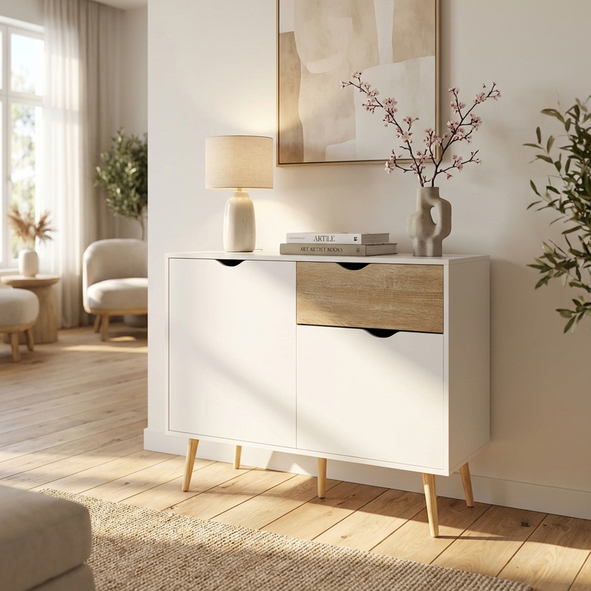 Theodore Modern Wooden Sideboard with 1 Door and 2 Drawers — 3