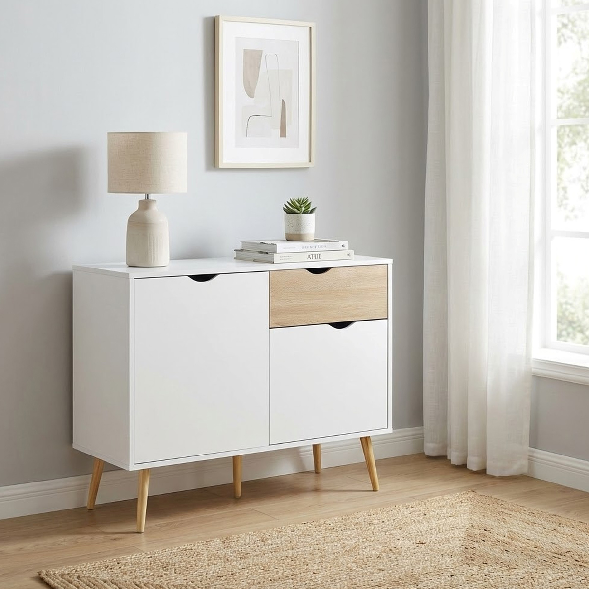 Theodore Modern Wooden Sideboard with 1 Door and 2 Drawers — 2