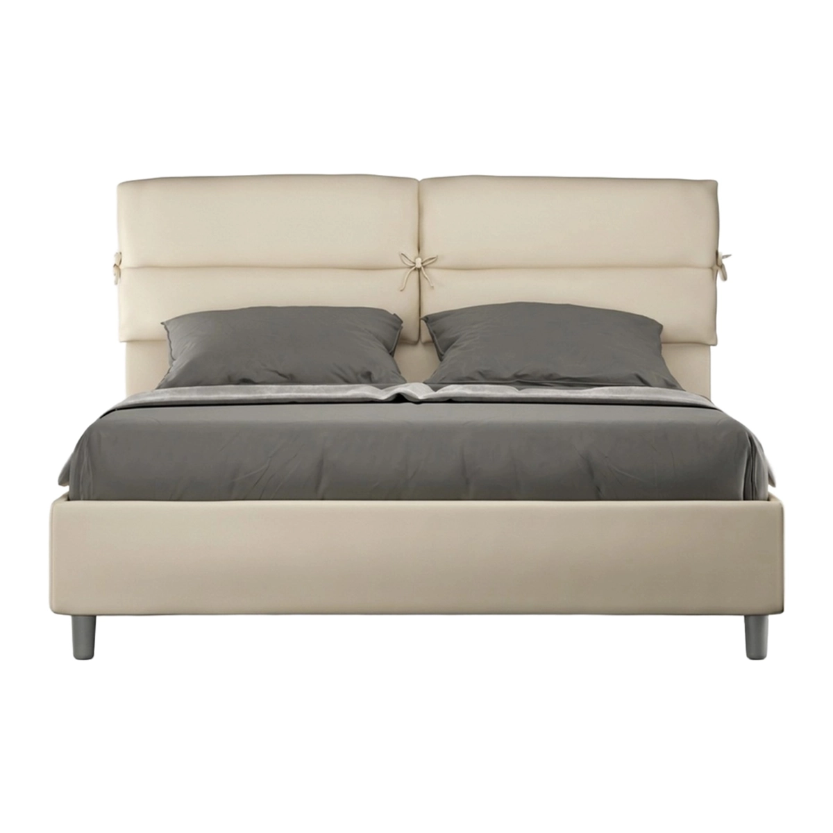 Double bed 160x190 with storage and headboard cushions Nandy — 1