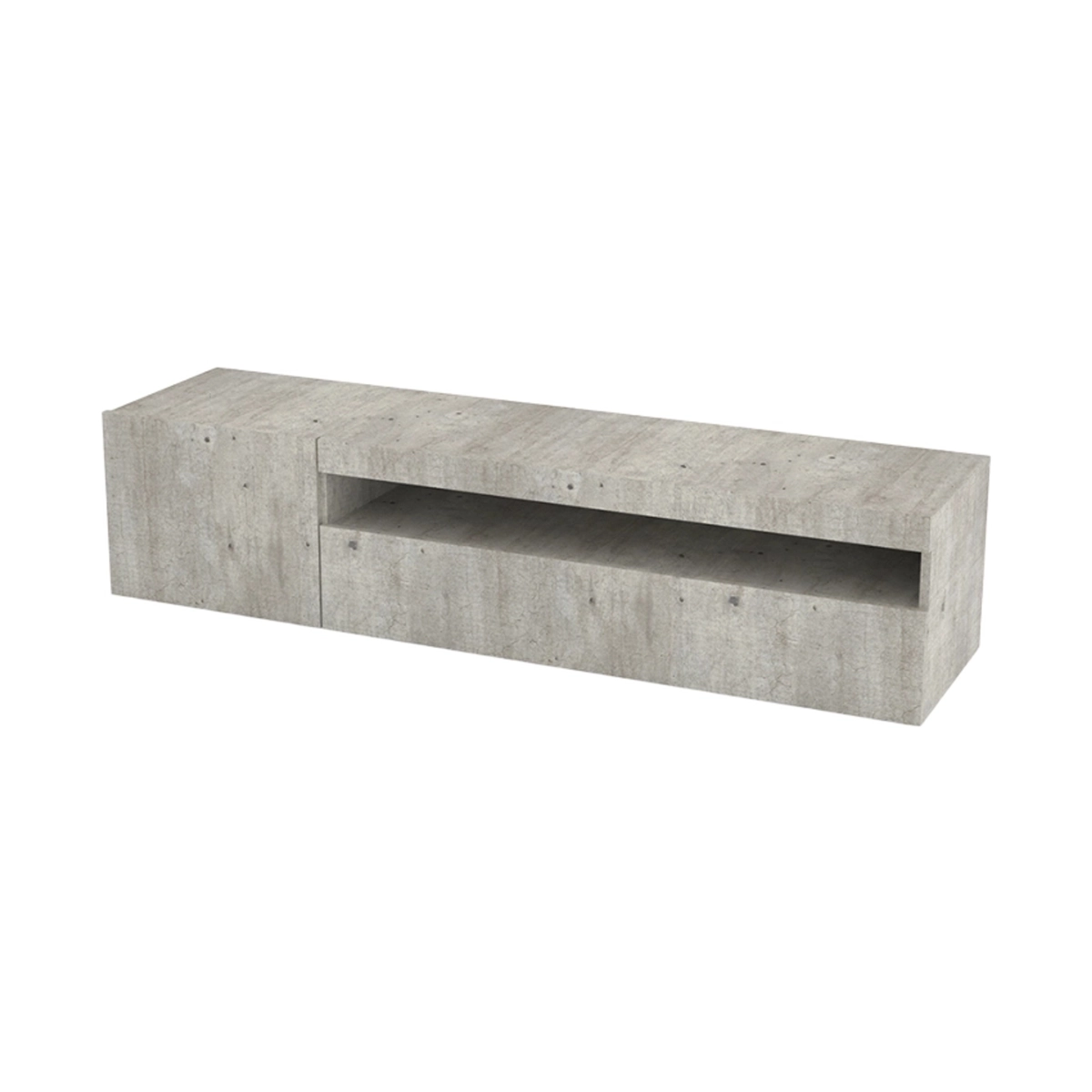 Modern TV stand base cabinet with door and flap drawer 150cm Daiquiri Concrete M — 1