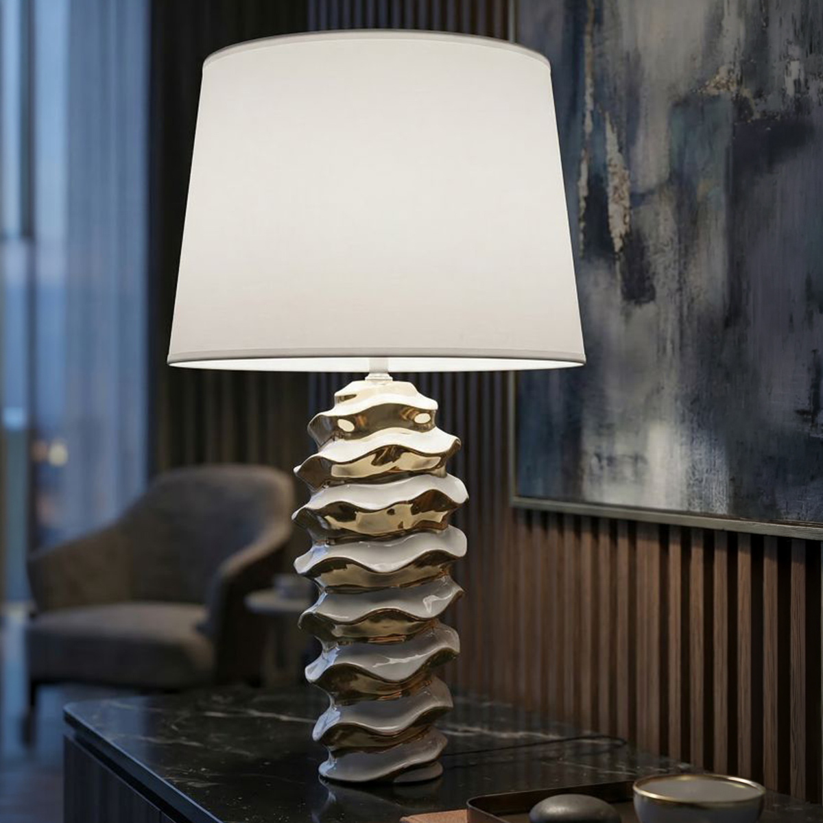 Glam Space Ceramic and Fabric Table Lamp — 2