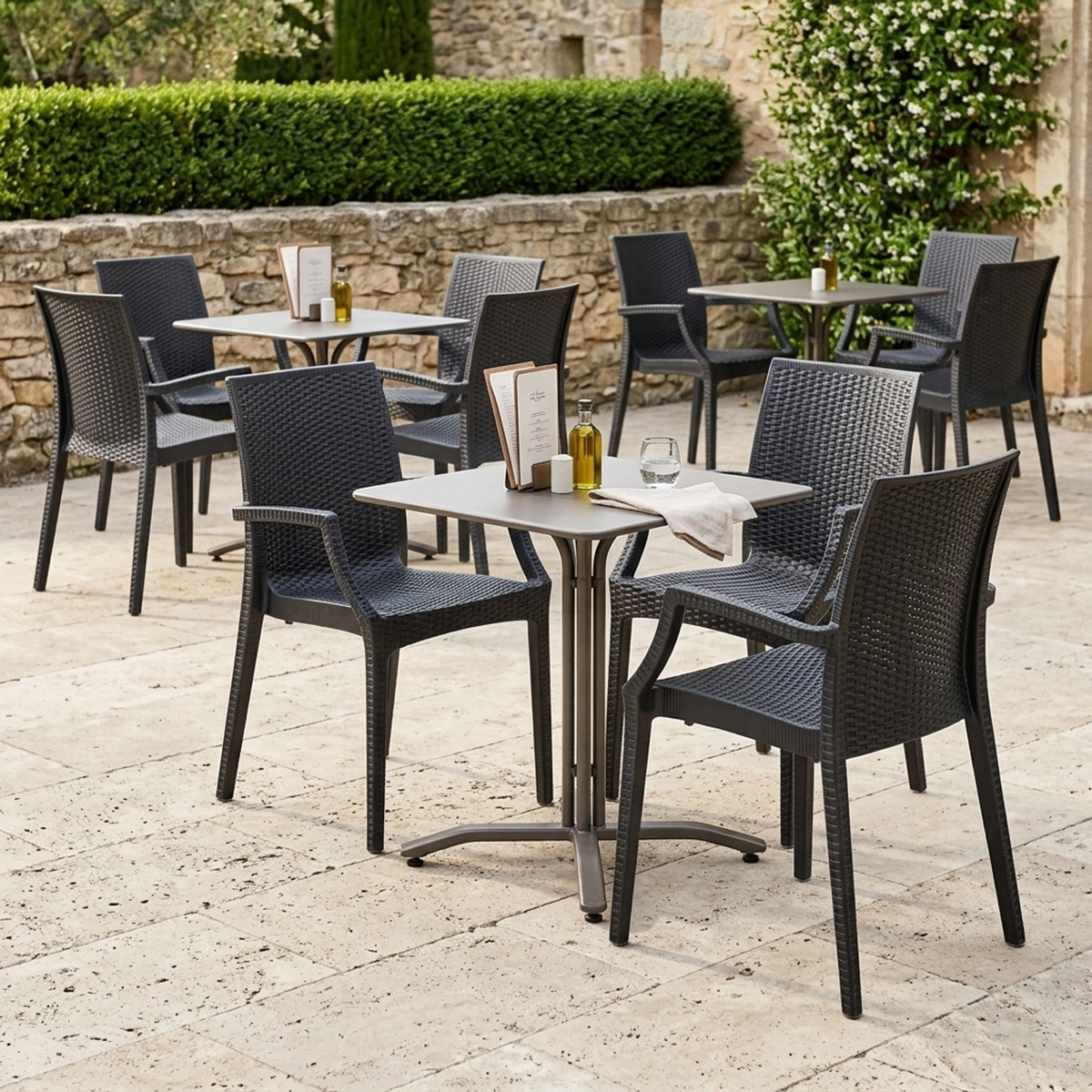 Set of 20 Garden & Cafe Armchairs in Polyrattan Grand Soleil Bistrot Arm — 2