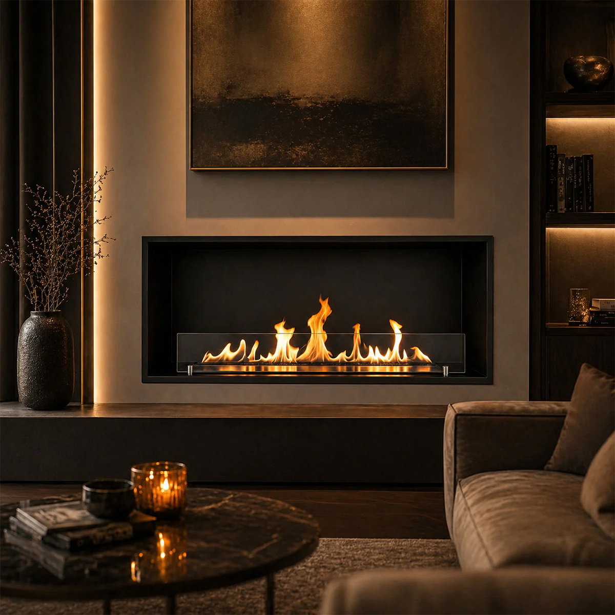 Saturno120 Topline Recessed Wall Bioethanol Fireplace Divina Fire — 2