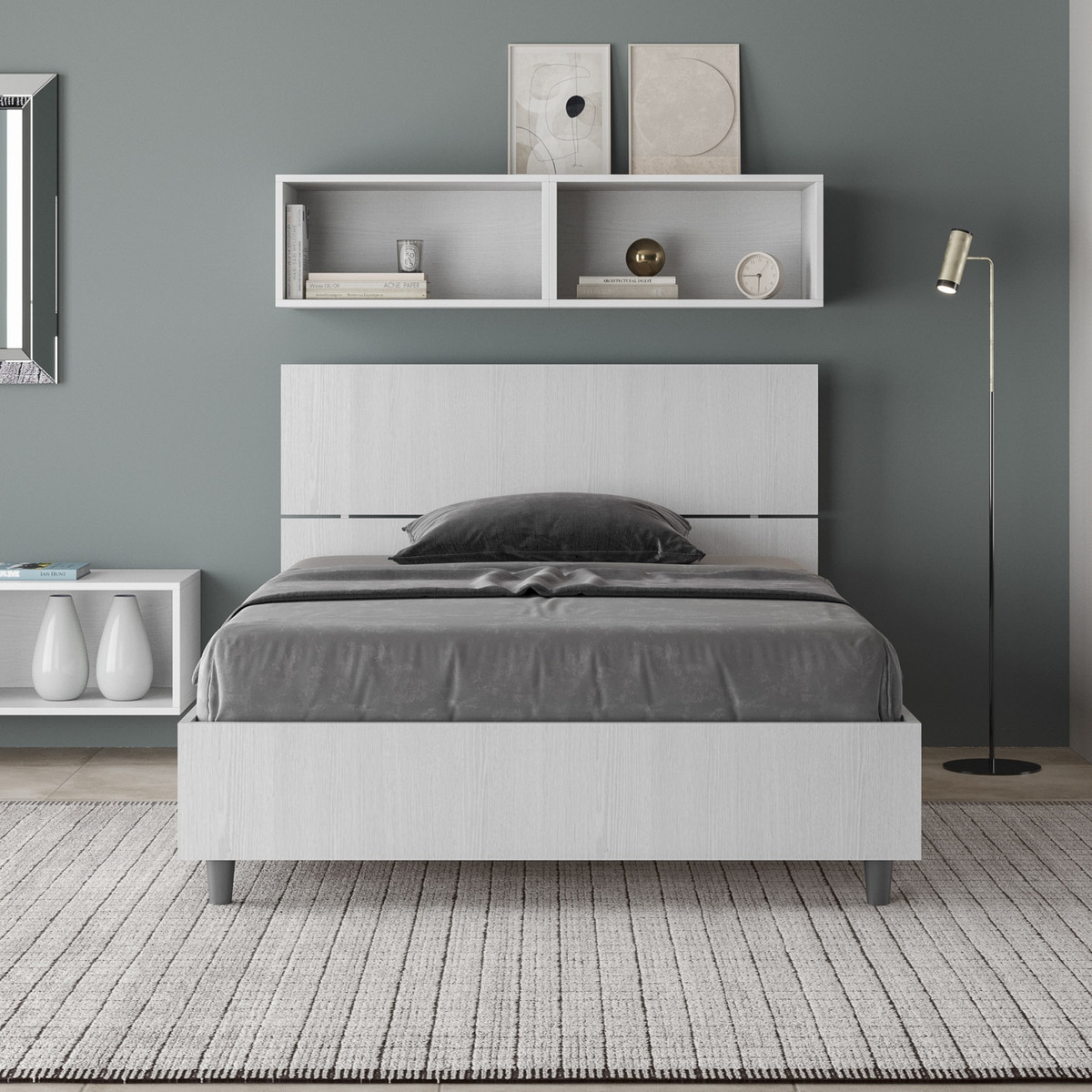 Demas French Bed with Storage 120x190 in White Ash Wood — 3