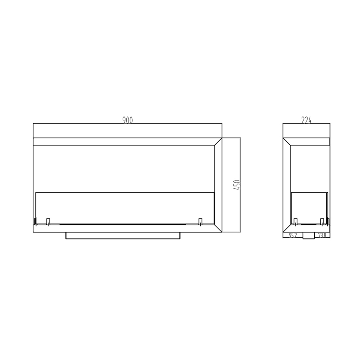 Divina Fire Sutri 90 Built-in Corner Bioethanol Fireplace 90x45 — 9