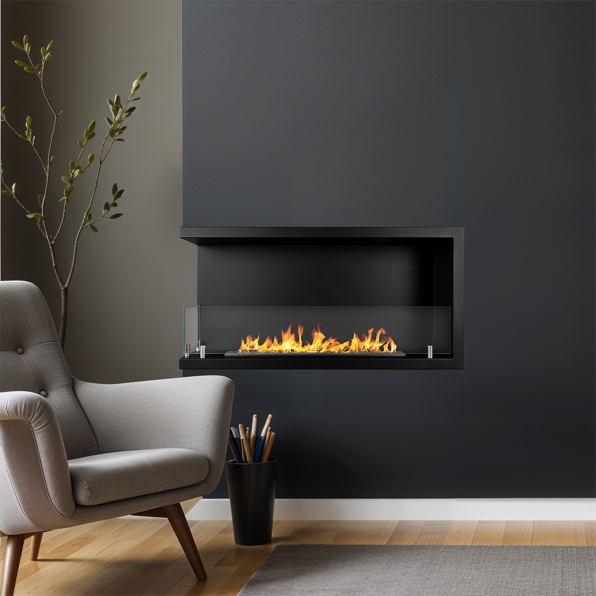Divina Fire Sutri 90 Built-in Corner Bioethanol Fireplace 90x45 — 2