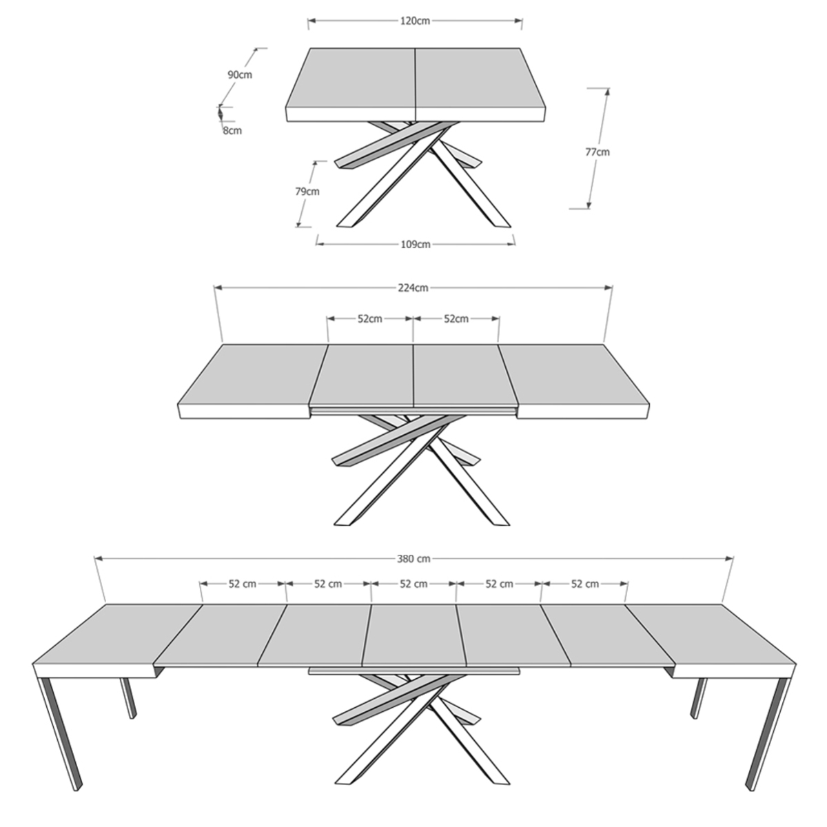 Modern extendable dining table 90x120-380 Volantis Evolution Itamoby — 6