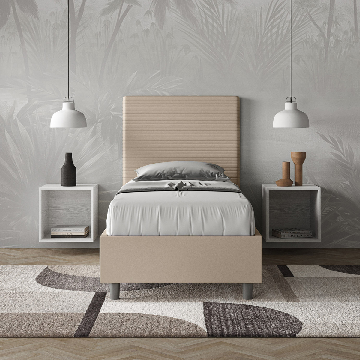 Modern single storage bed 90x200 with headboard Focus S1 — 4