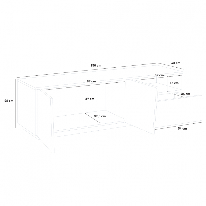 Modern TV cabinet for living room 2 doors 1 drawer 150cm Vega Stay — 10