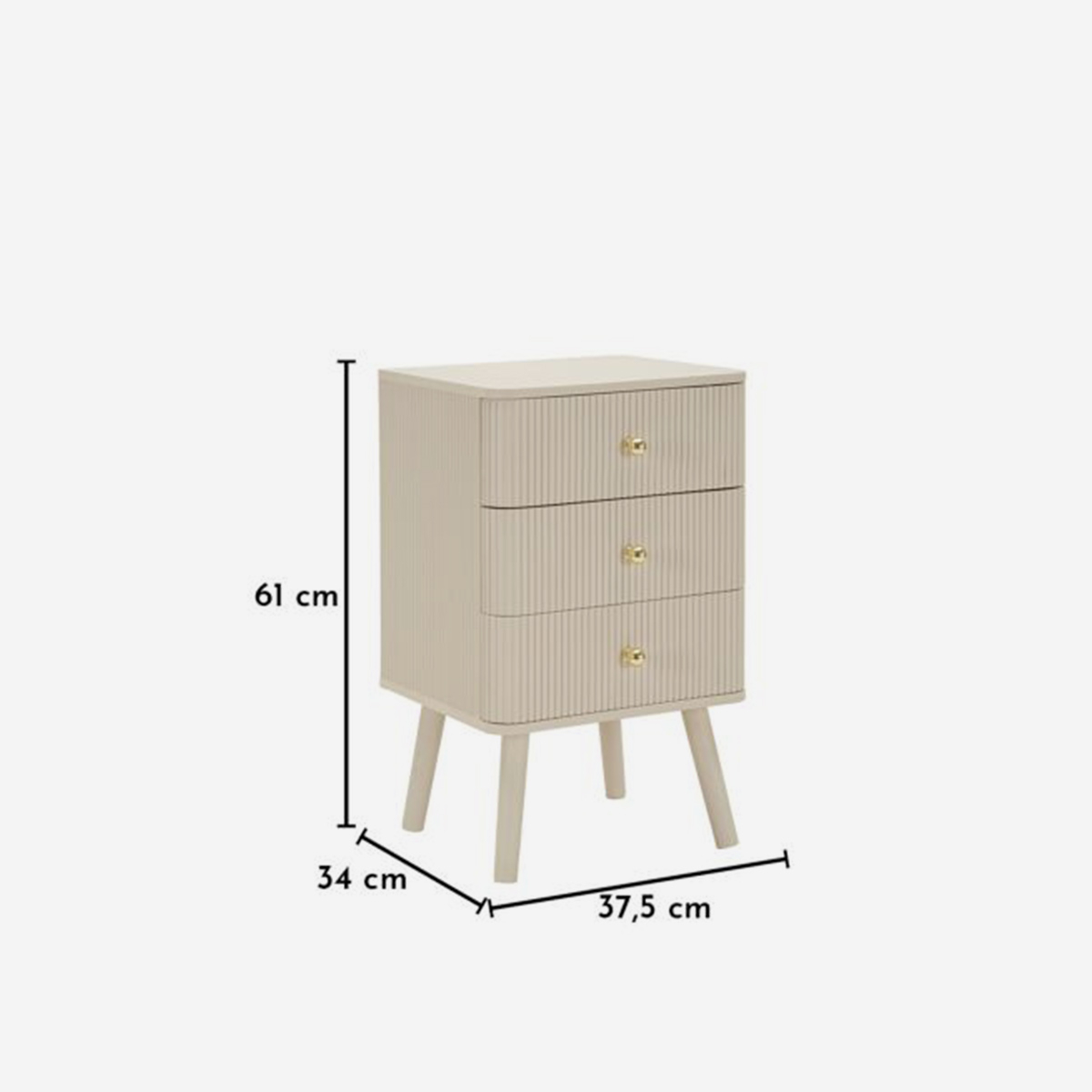 Shy 3-Drawer Bedside Table in Wood and MDF — 3