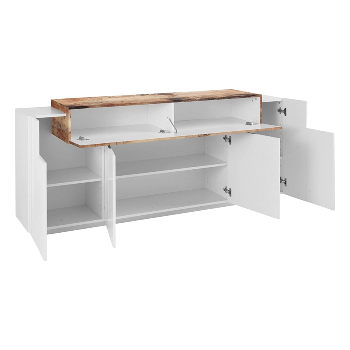 Corona Side Modern White Wood Sideboard, 200cm with 4 Doors and Compartments — 5