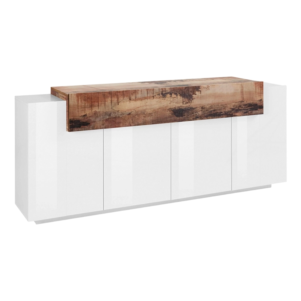 Corona Side Modern White Wood Sideboard, 200cm with 4 Doors and Compartments — 4