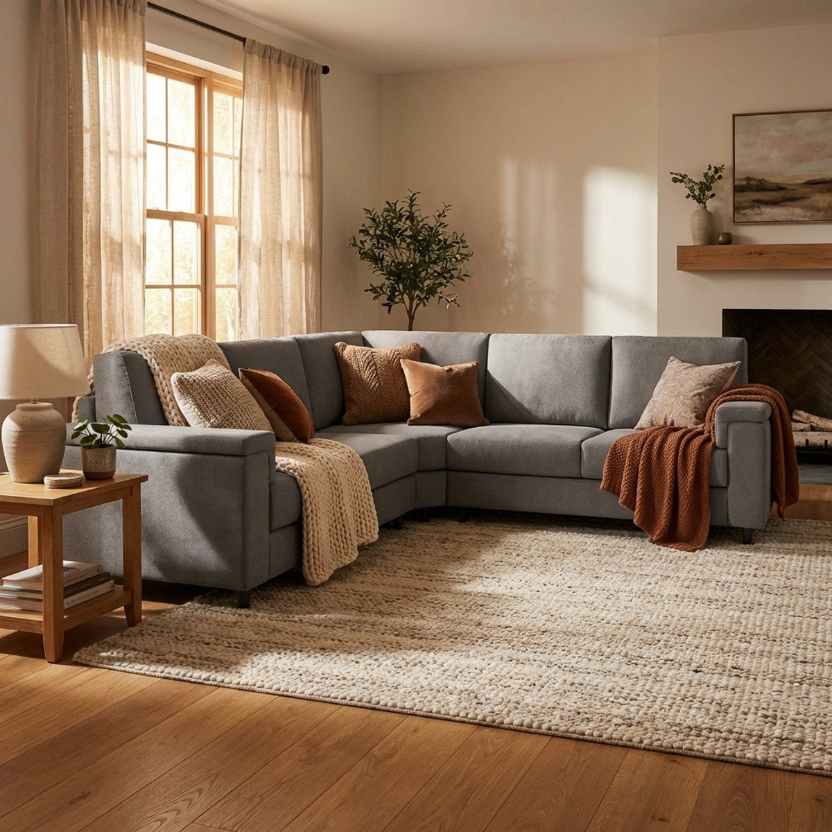 Modern 5-Seater Fabric Corner Sofa 246x246 cm Marrak 14AG — 2