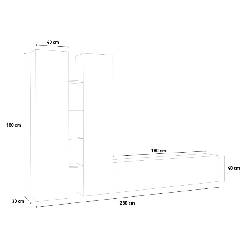 Modern Living Room Wall Unit with TV Stand and Display Cabinet Elco WH — 4