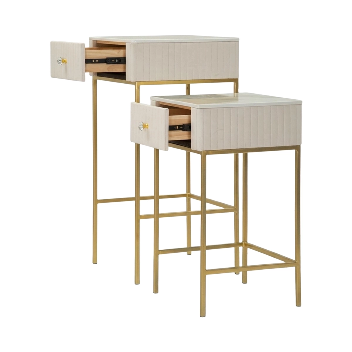 Mauro Ferretti Set of 2 Tall Square Side Tables with Drawer Wedding — 6