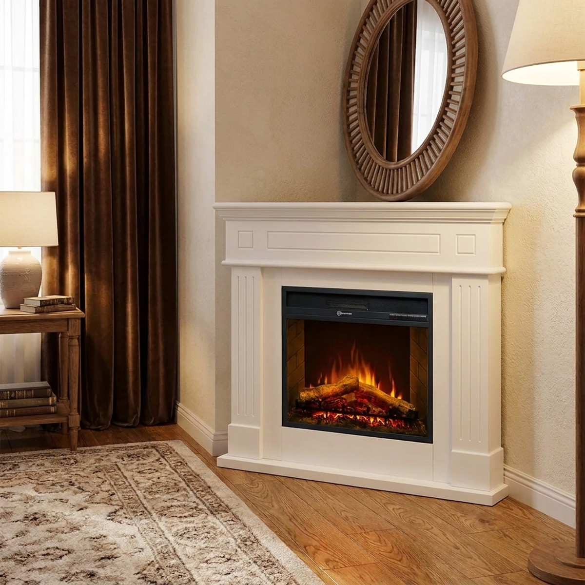 Freestanding corner electric fireplace with remote 1800W Ford — 3