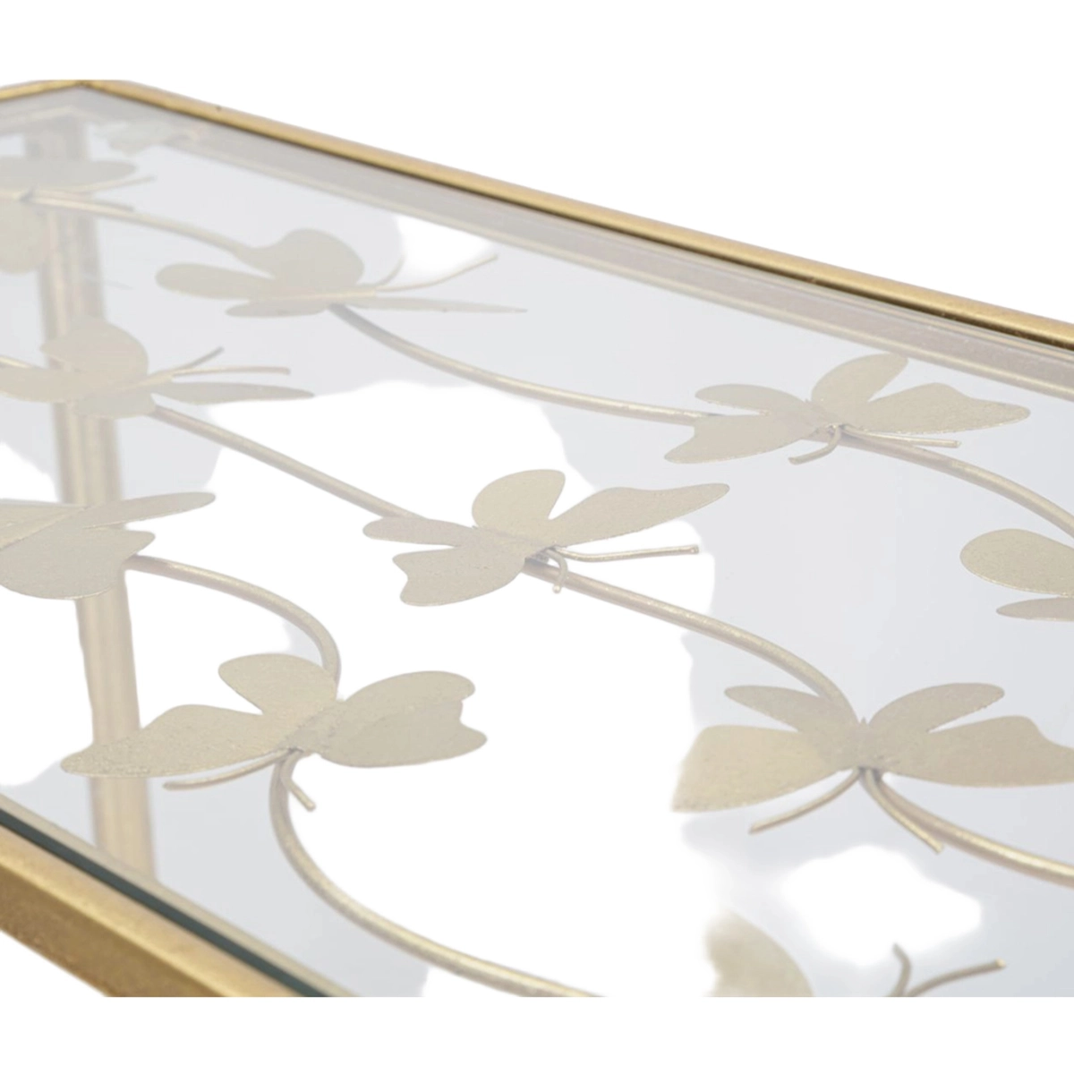 Butterflies Metal and Glass Console Table with Butterfly Detail — 5