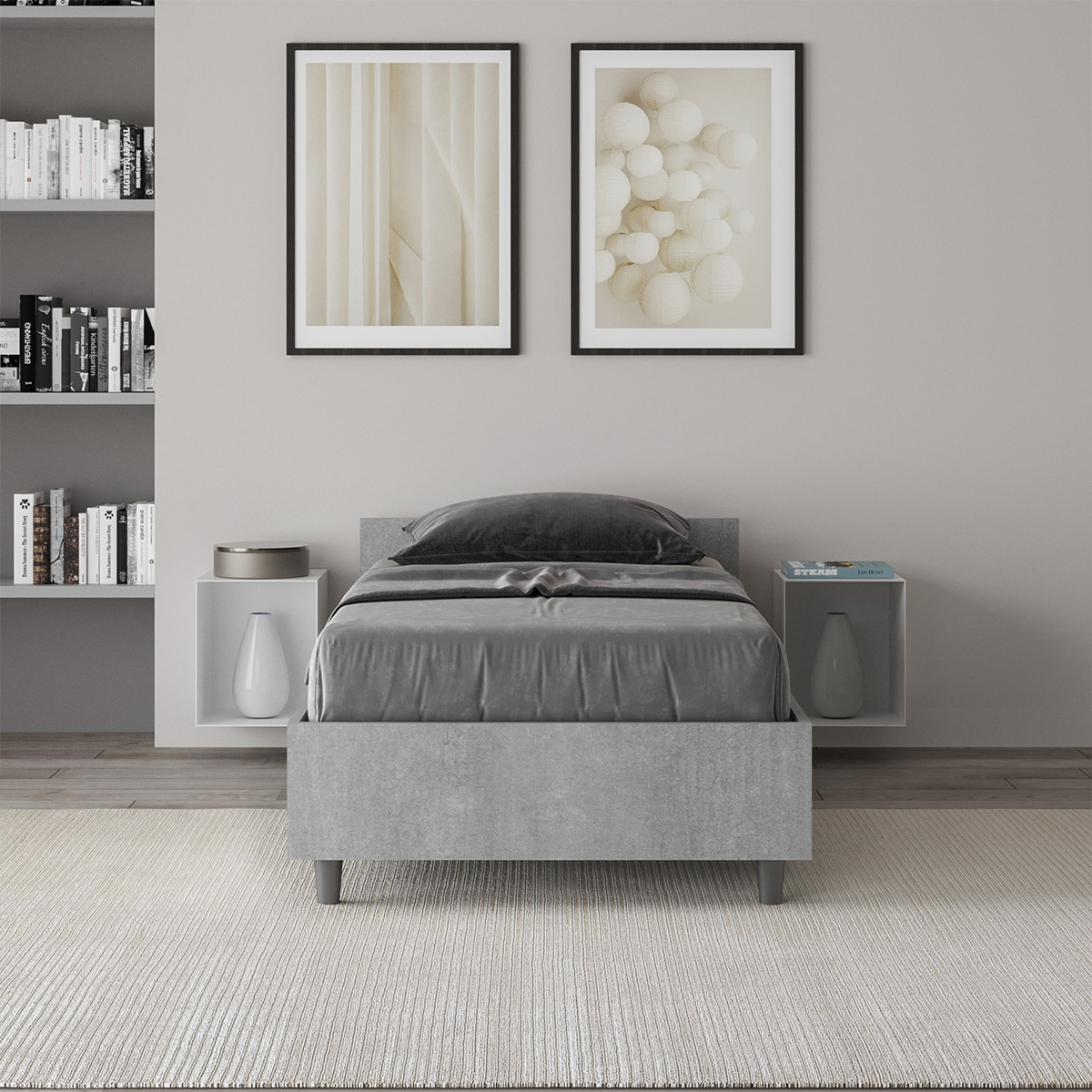 Nuamo Itamoby Modern Single Bed 80x190 Concrete Grey — 3