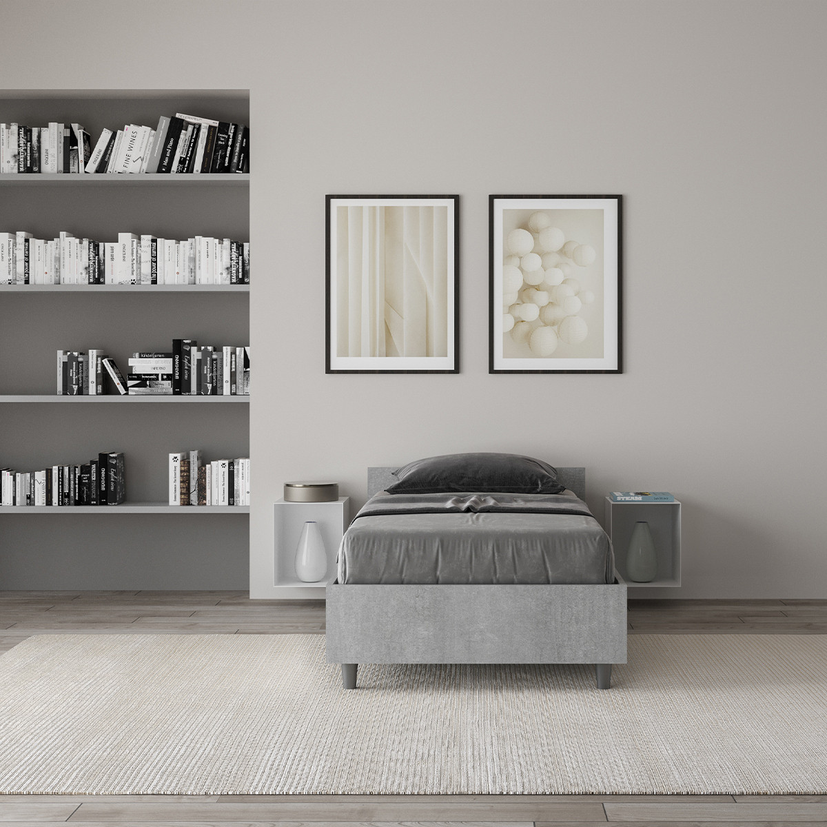 Nuamo Itamoby Modern Single Bed 80x190 Concrete Grey — 4