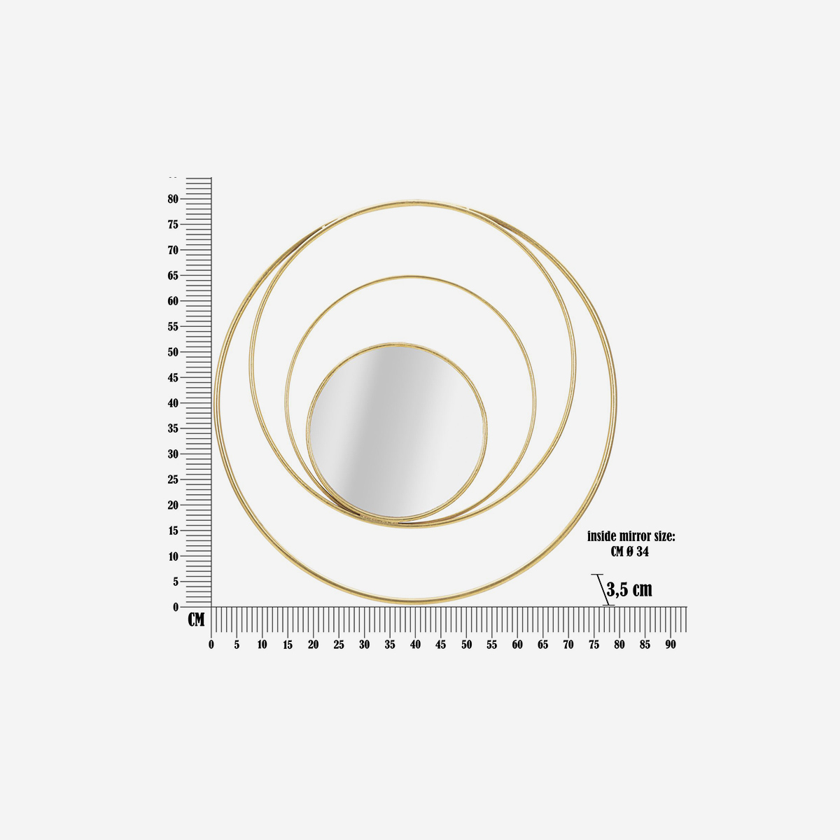 Round Decorative Wall Mirror in Ferro Arc Glam Mauro Ferretti 80 cm — 3