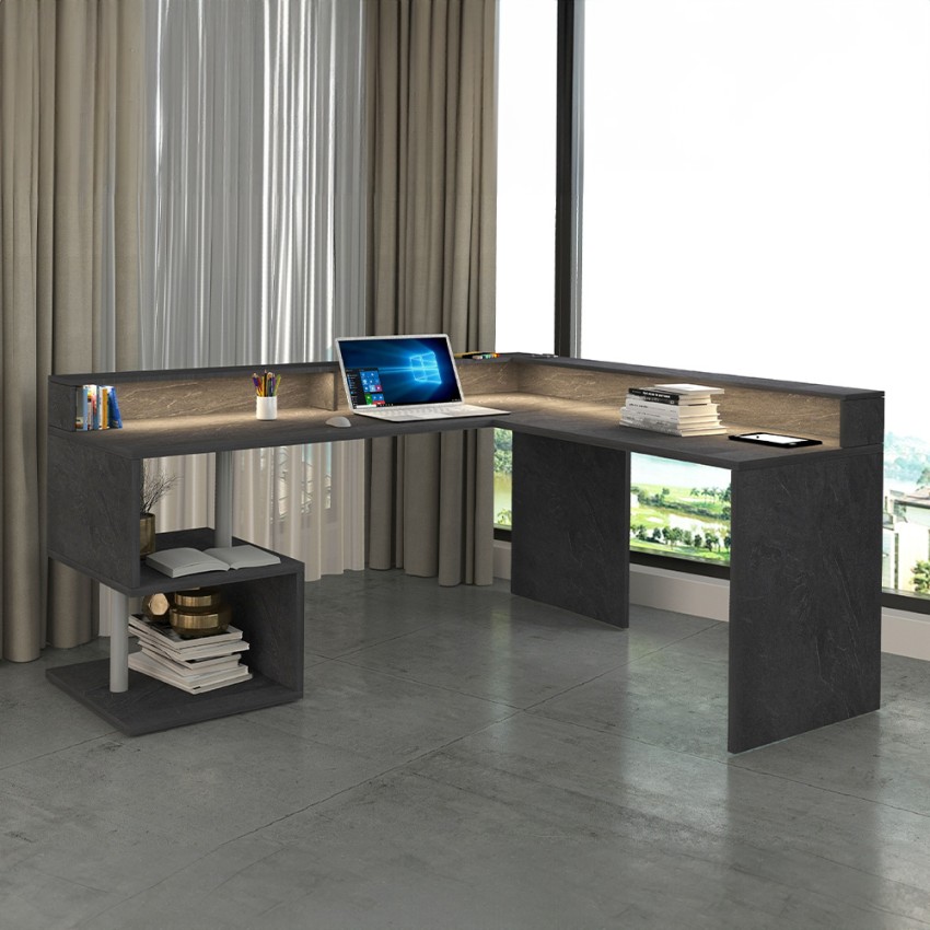 Modern Corner Desk with Riser Esse 2 A Plus Web Furniture — 9