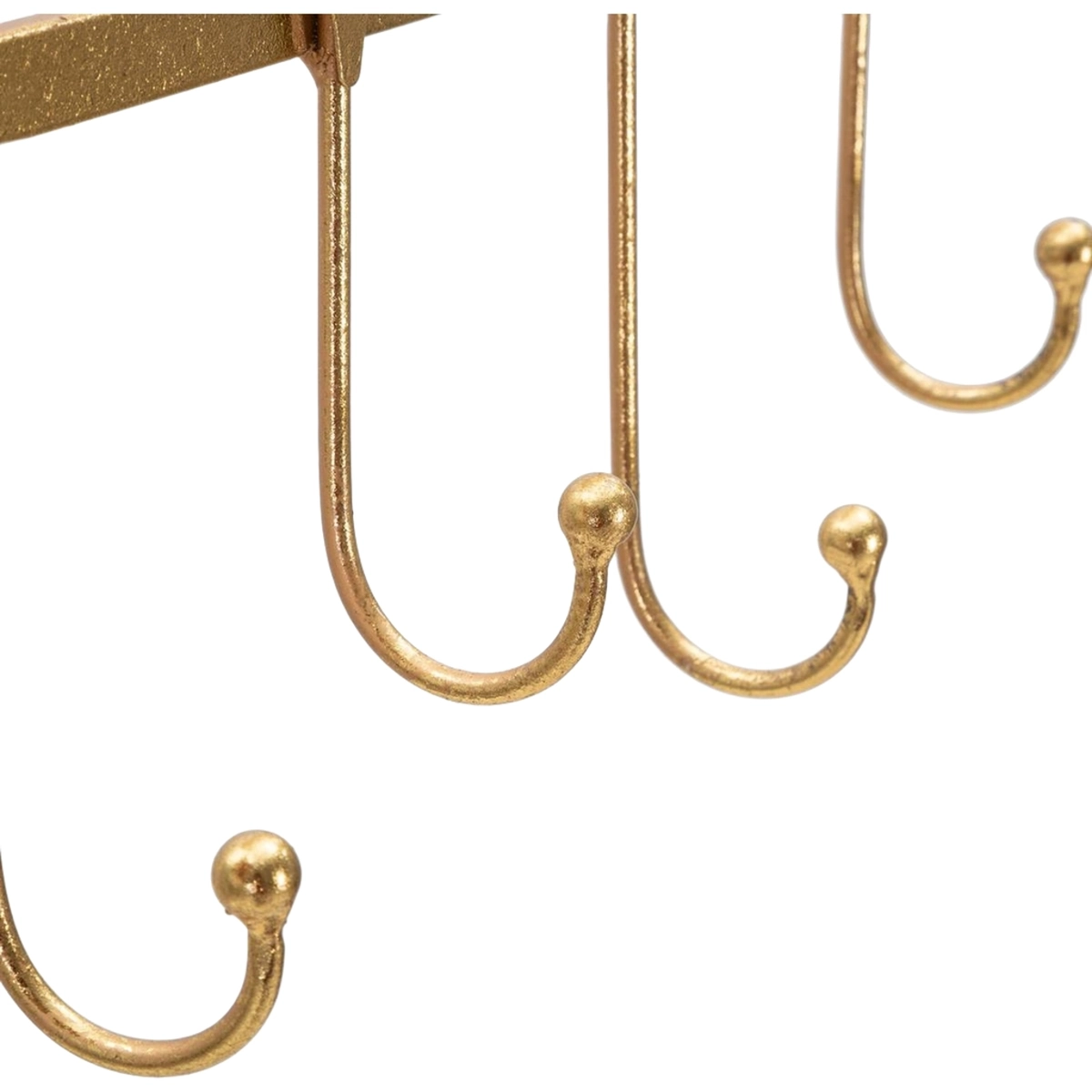 Leaves Wall-Mounted Coat Rack in Gold Metal with 5 Hooks 26.3x49.5x6 cm — 5