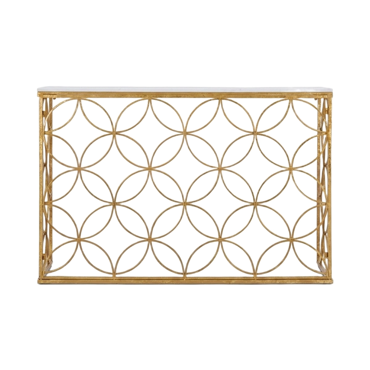 Star Marble Console Table in Metal with Marble-Effect Top — 4