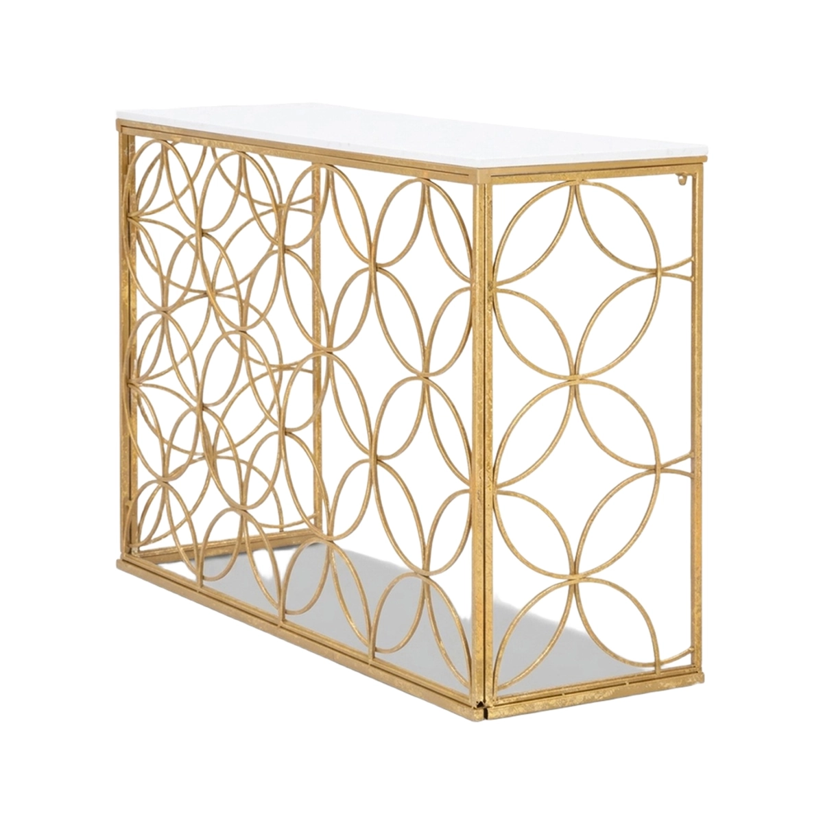 Star Marble Console Table in Metal with Marble-Effect Top — 3