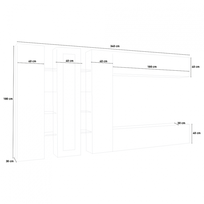 Glossy white living room wall unit TV stand showcase Joy Wide — 5
